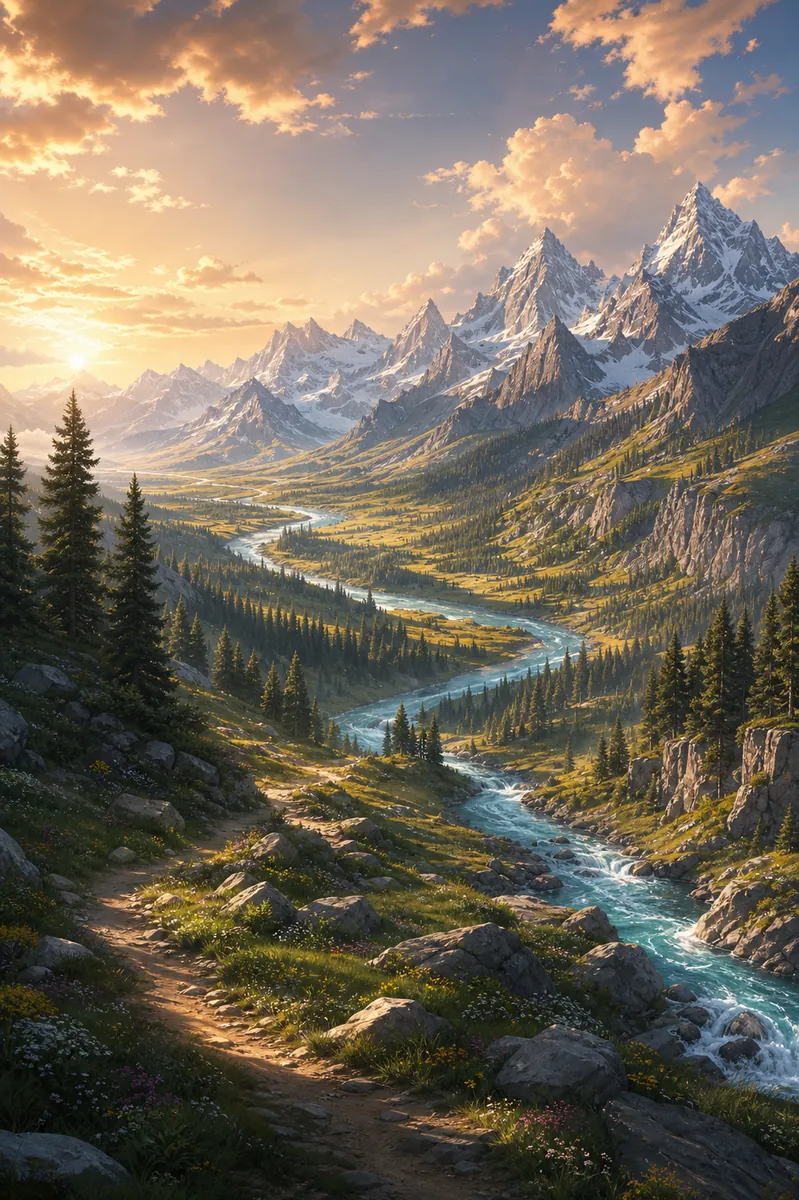 Mountain valley landscape sample from AI Landscape Generator
